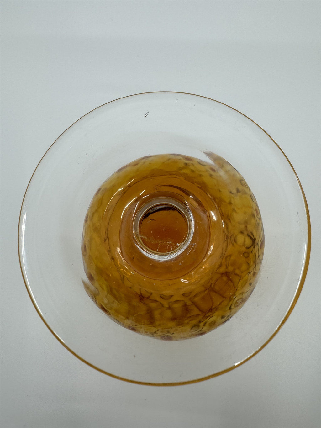 Vintage Diamon Optic Amber Glass Brandy Snifter Vase MCM Empoli