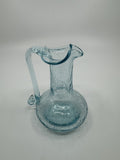 Vintage MCM Art Studio Small Blue Crackle Glass Ruffled Vase/Pitcher/Creamer