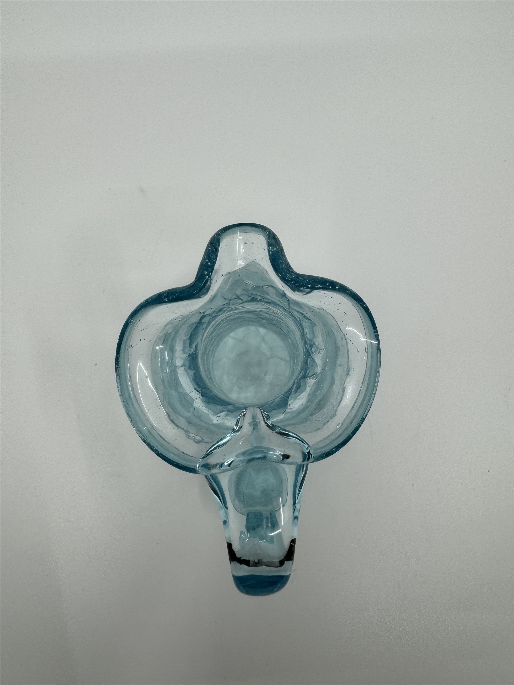 Vintage MCM Art Studio Small Blue Crackle Glass Ruffled Vase/Pitcher/Creamer