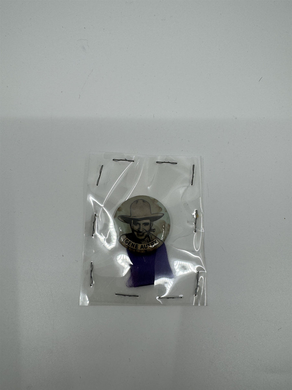 Vintage Gene Autry Ribbon Pin Country Music Memorabilia /w Purple Ribbon