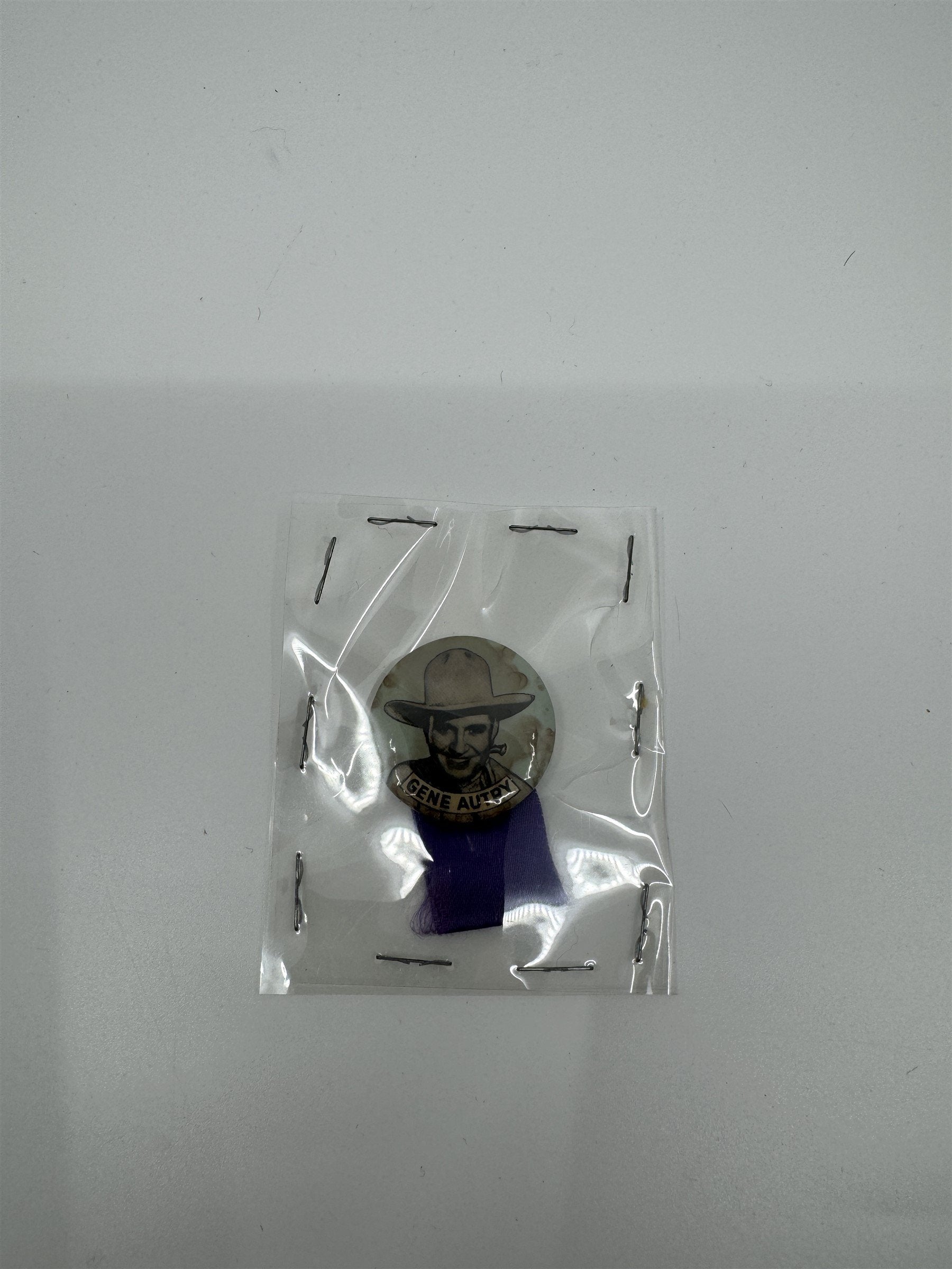 Vintage Gene Autry Ribbon Pin Country Music Memorabilia /w Purple Ribbon