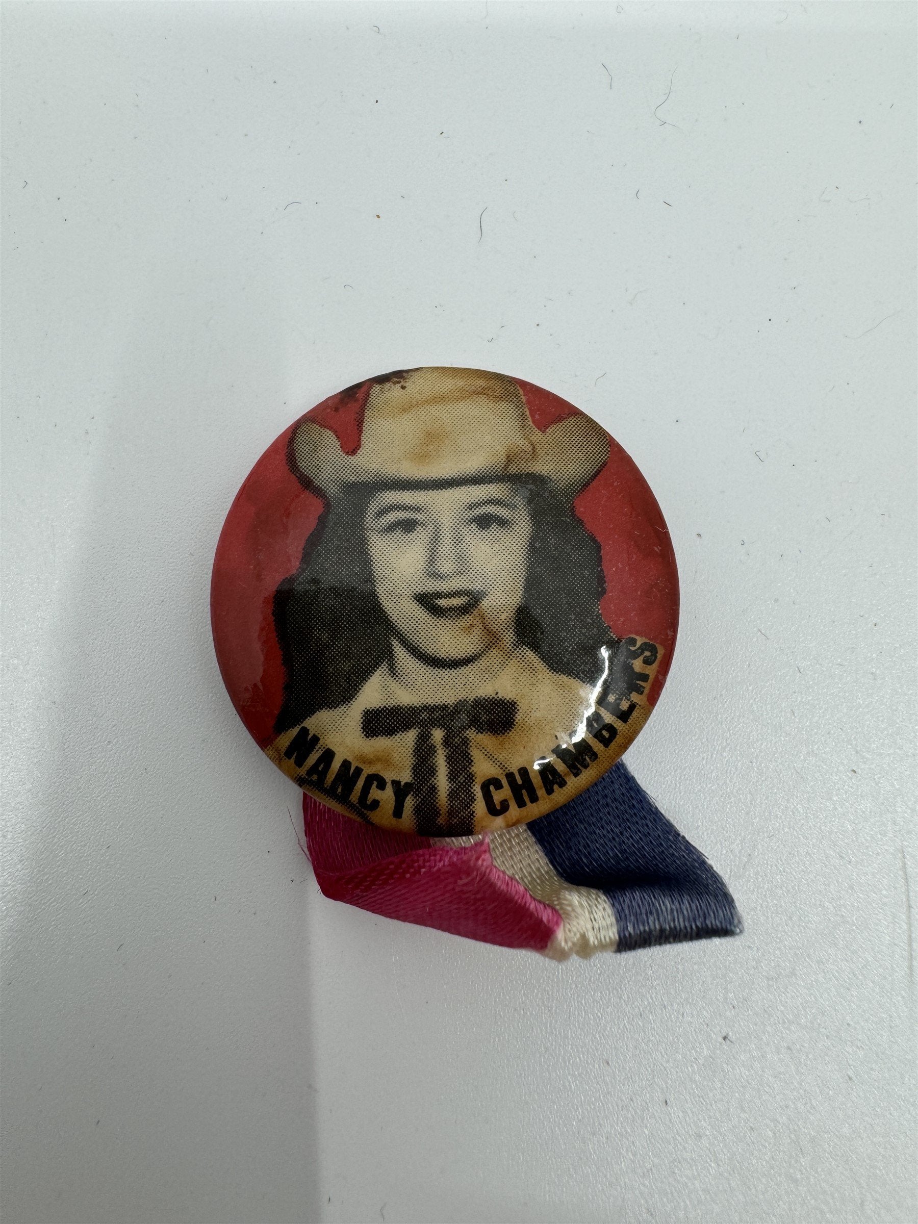 Vintage Nancy Chambers Ribbon Pin Country Music Memorabilia Multicolored Ribbon