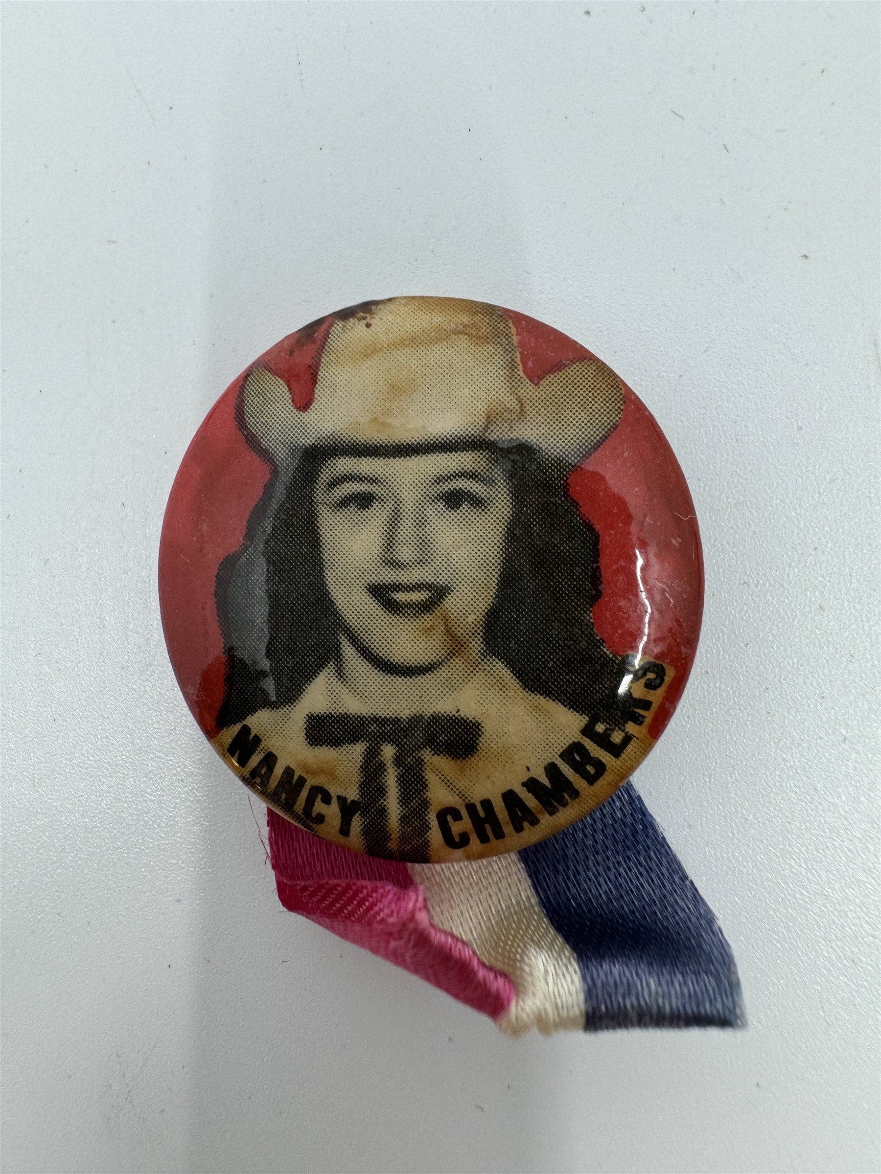Vintage Nancy Chambers Ribbon Pin Country Music Memorabilia Multicolored Ribbon