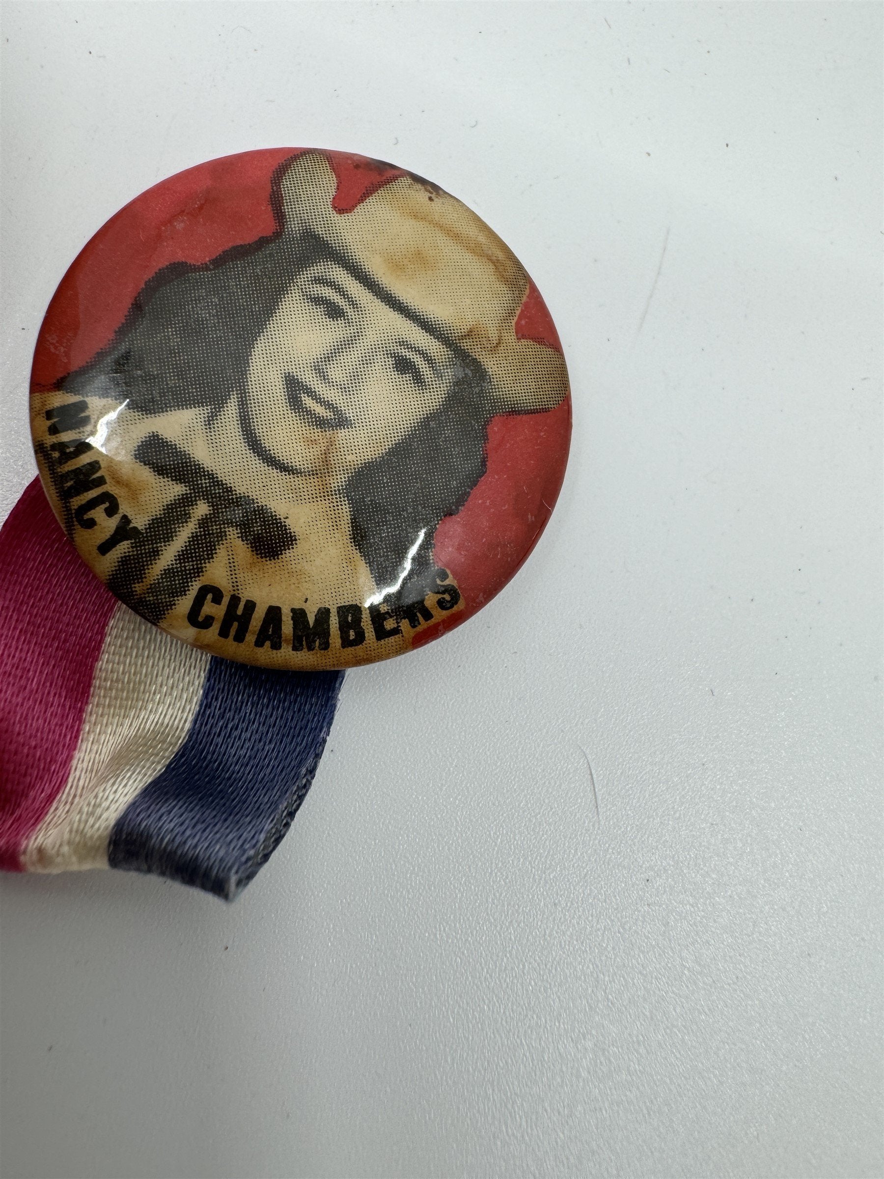 Vintage Nancy Chambers Ribbon Pin Country Music Memorabilia Multicolored Ribbon