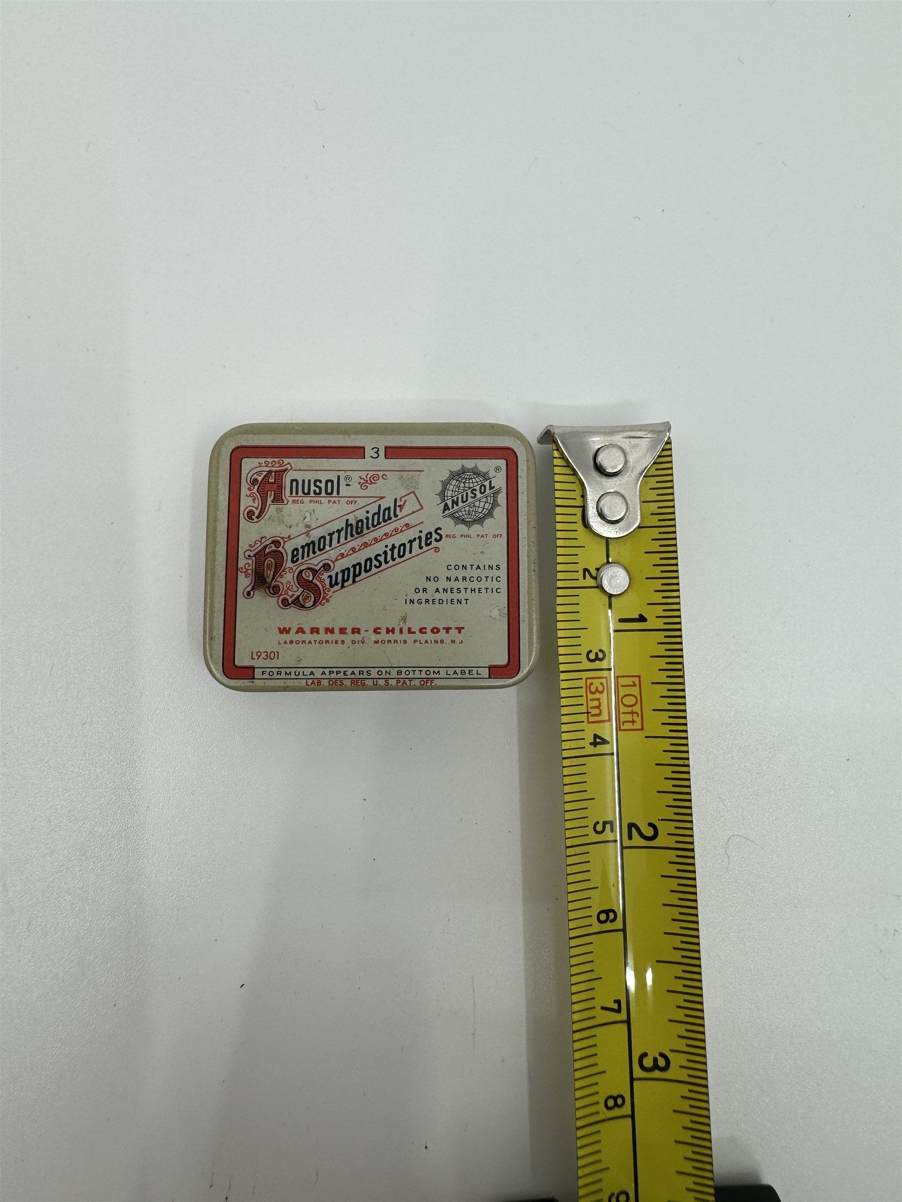 Vintage Anusol Hemorrhoidal Suppositories Tin Medicine Box Physician's Sample US