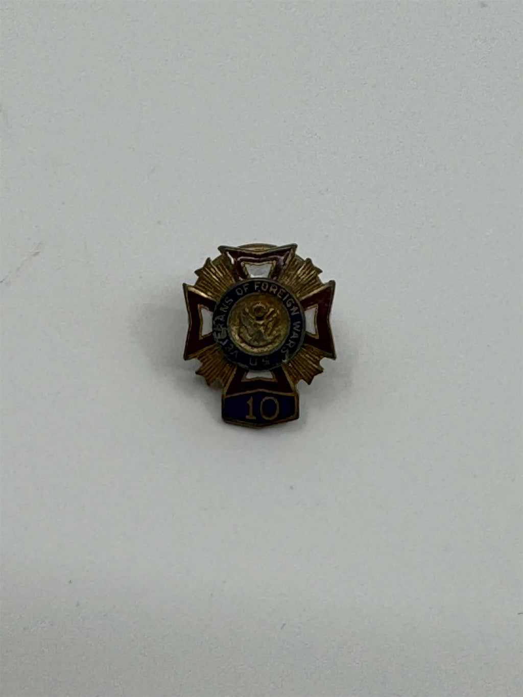 Vintage VFW US Veterans of Foreign Wars 10 Year Member Pin