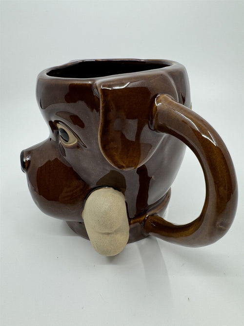 Boston Warehouse Chocolate Lab /w Bone Stoneware Coffee Cup Mug 18oz *chip btm*