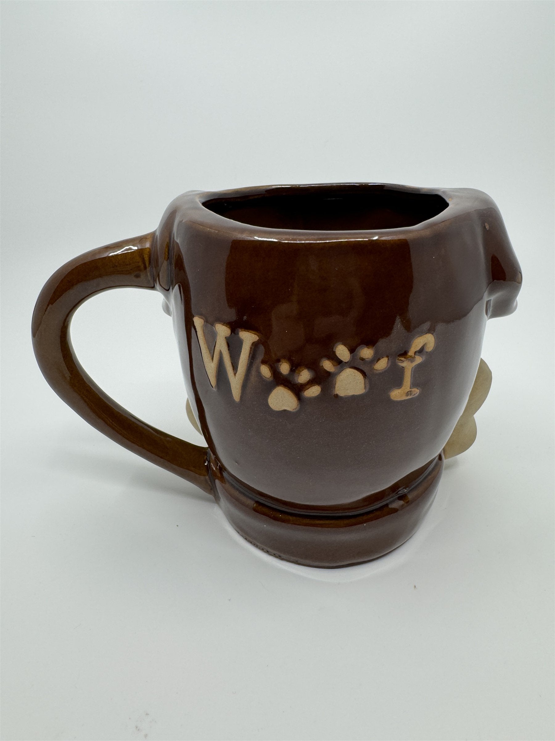 Boston Warehouse Chocolate Lab /w Bone Stoneware Coffee Cup Mug 18oz *chip btm*