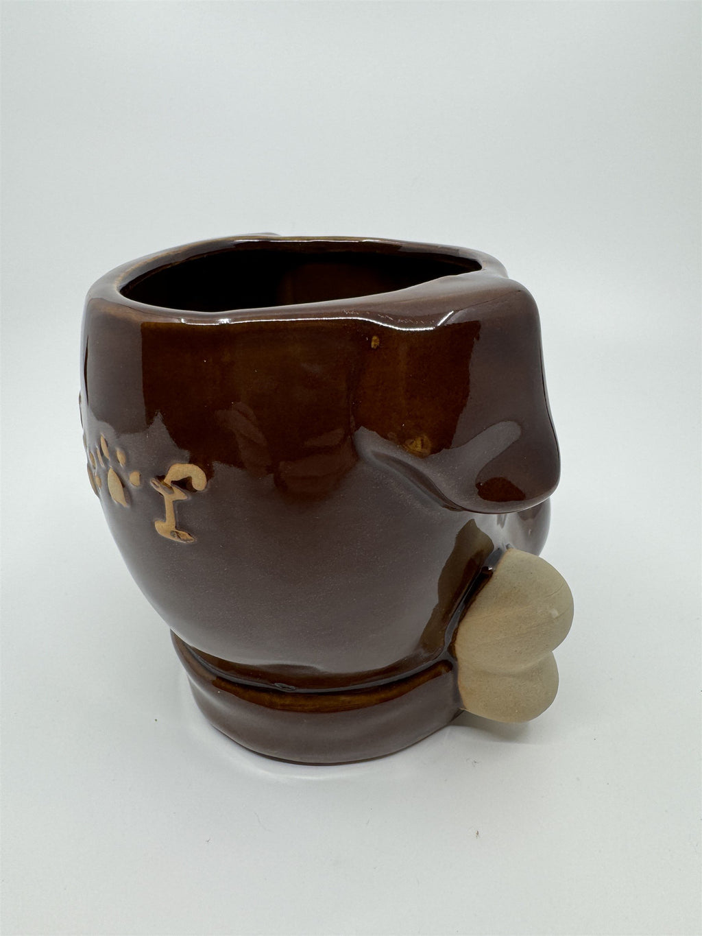 Boston Warehouse Chocolate Lab /w Bone Stoneware Coffee Cup Mug 18oz *chip btm*