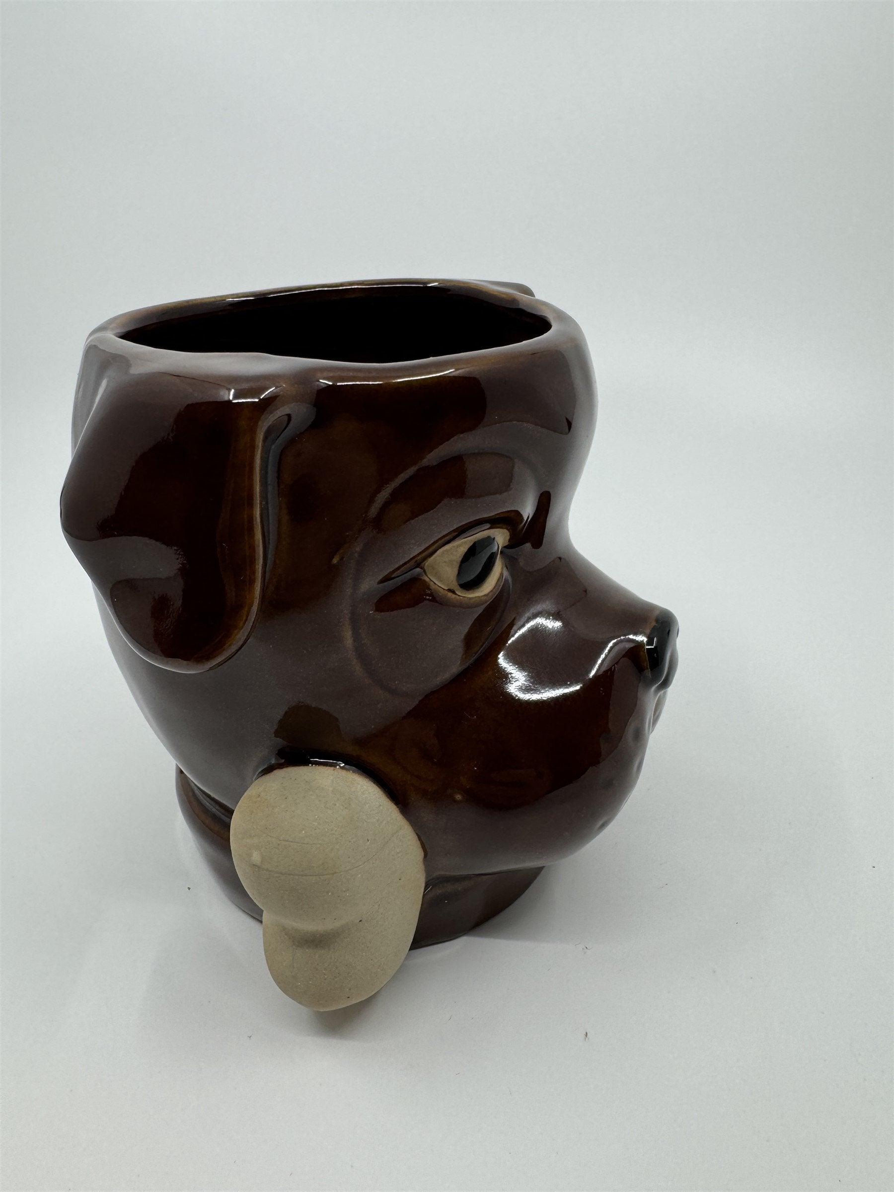Boston Warehouse Chocolate Lab /w Bone Stoneware Coffee Cup Mug 18oz *chip btm*