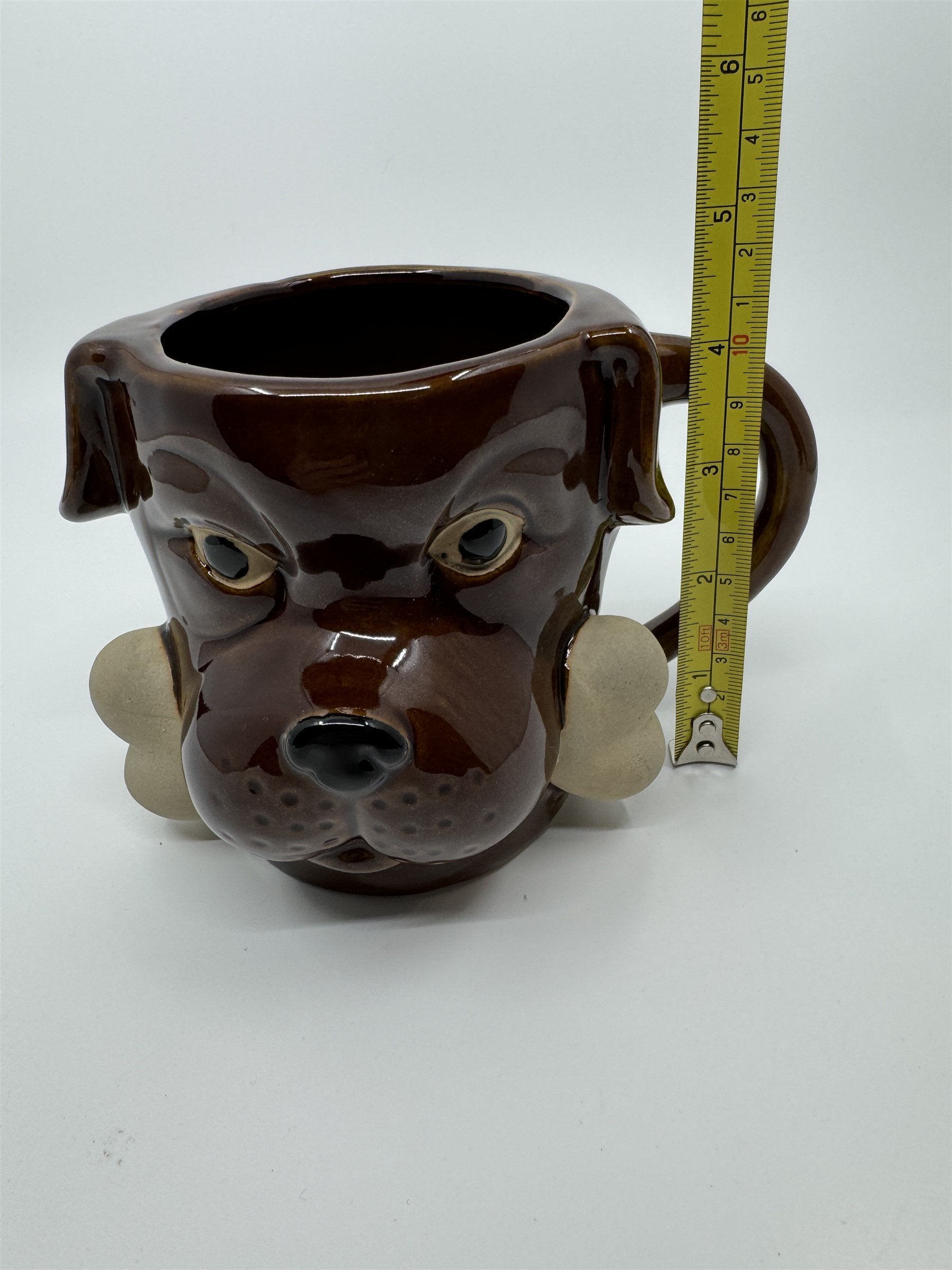 Boston Warehouse Chocolate Lab /w Bone Stoneware Coffee Cup Mug 18oz *chip btm*