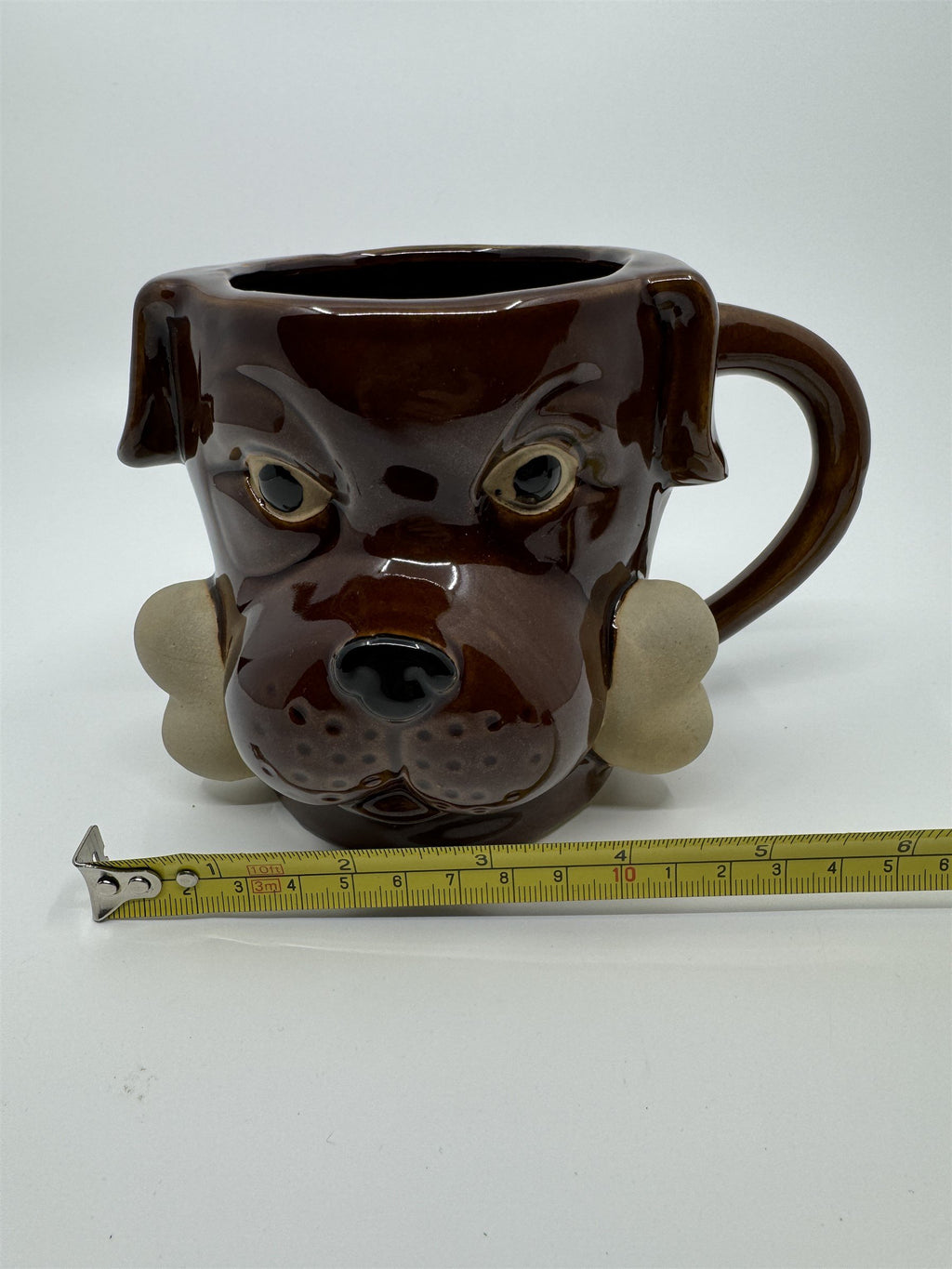 Boston Warehouse Chocolate Lab /w Bone Stoneware Coffee Cup Mug 18oz *chip btm*