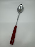 Vintage Nevco Cooking Serving Spoon Forged Stainless Steel Japan Red Handle