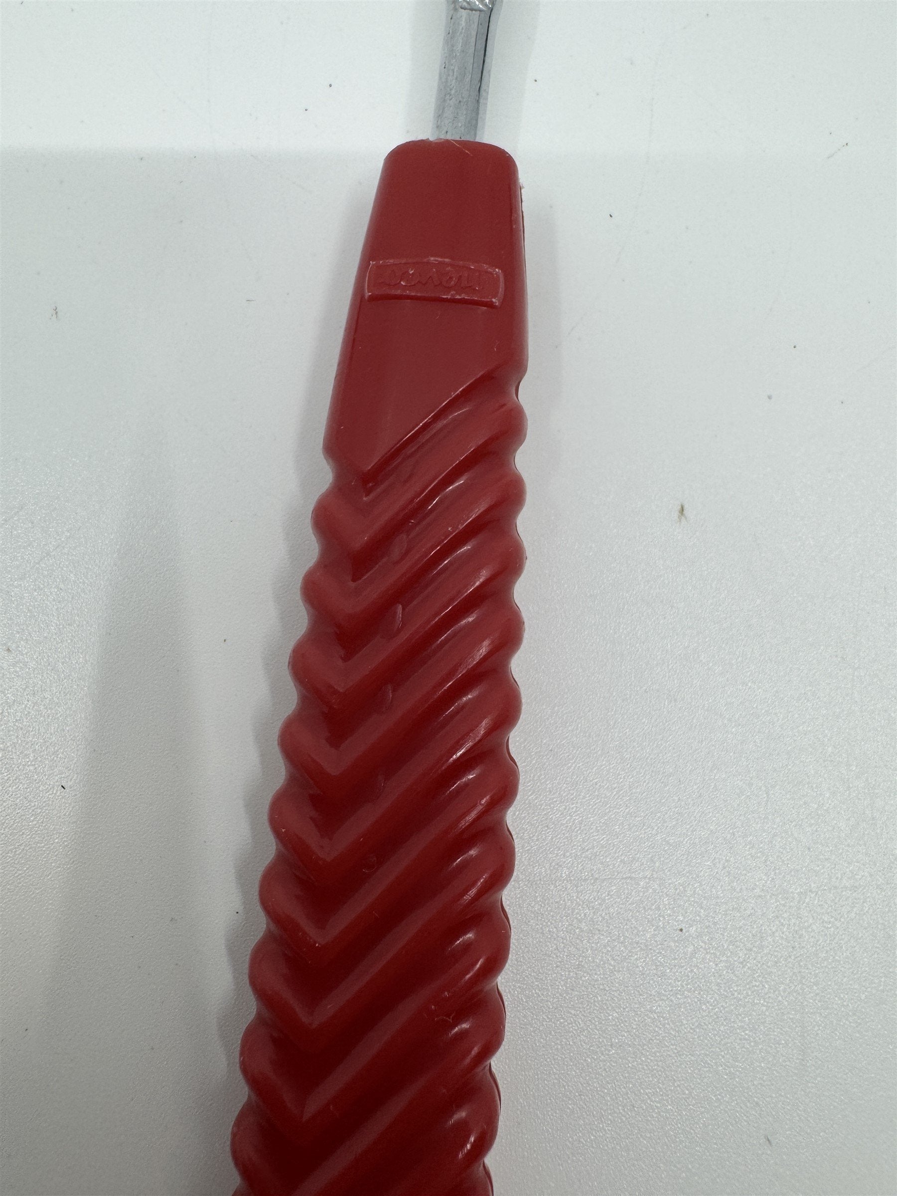 Vintage Nevco Cooking Serving Spoon Forged Stainless Steel Japan Red Handle