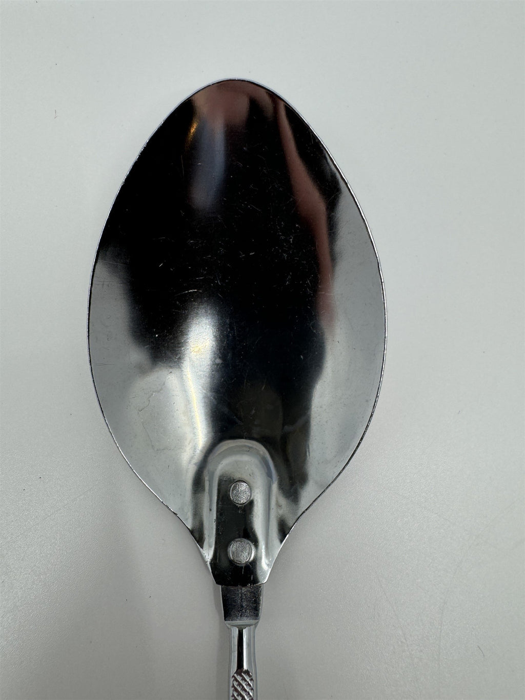 Vintage Nevco Cooking Serving Spoon Forged Stainless Steel Japan Red Handle