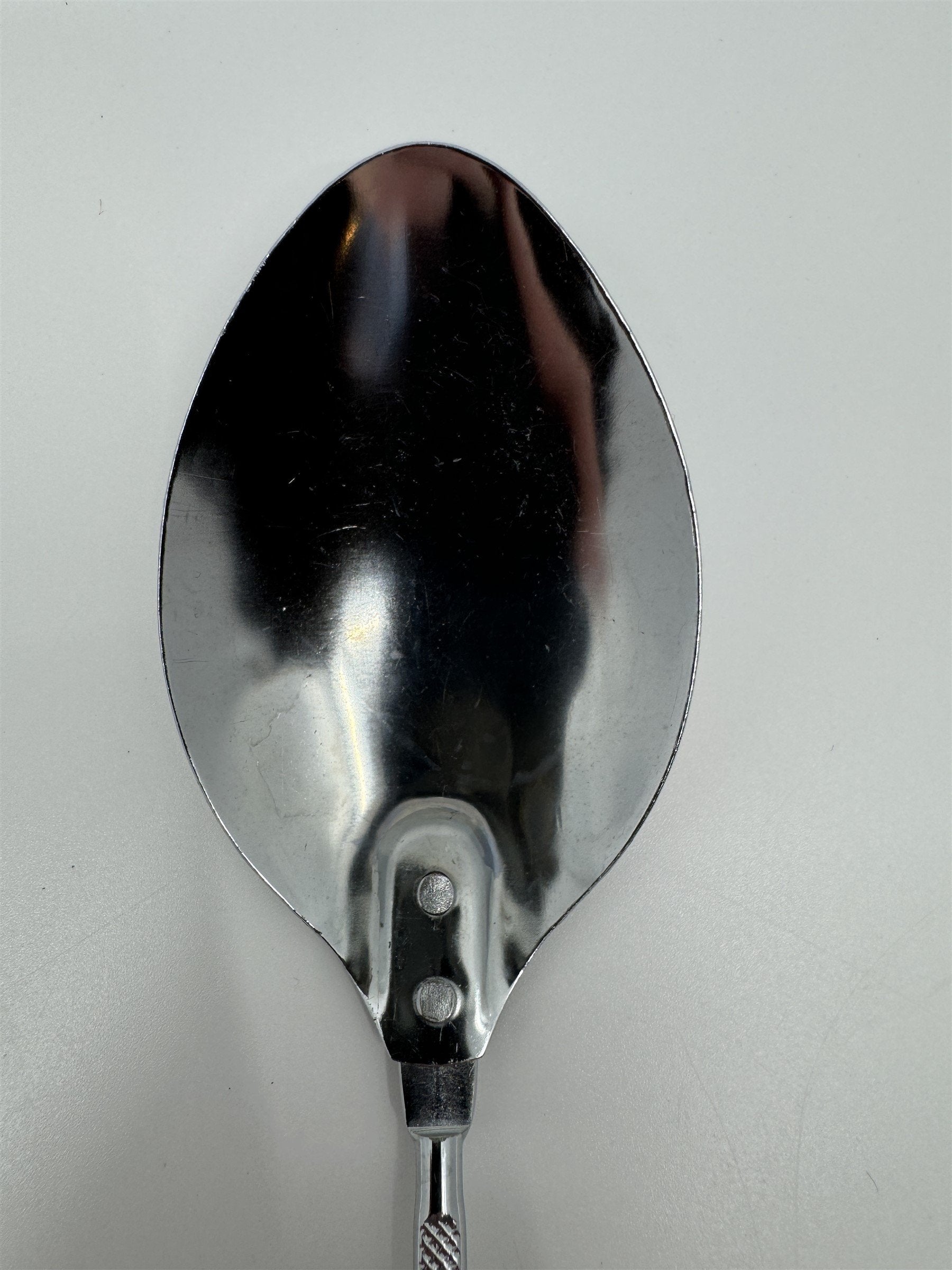 Vintage Nevco Cooking Serving Spoon Forged Stainless Steel Japan Red Handle