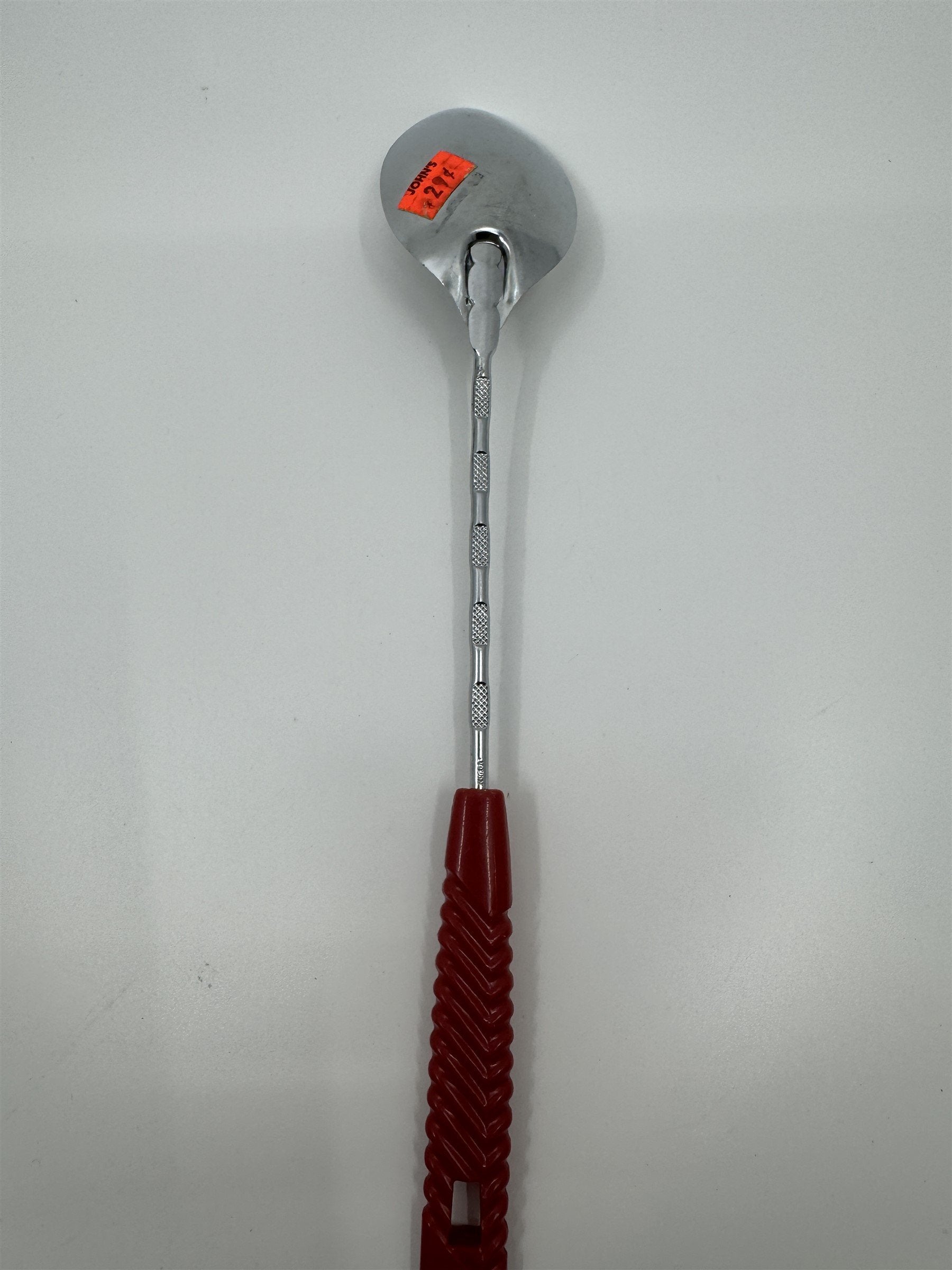 Vintage Nevco Cooking Serving Spoon Forged Stainless Steel Japan Red Handle