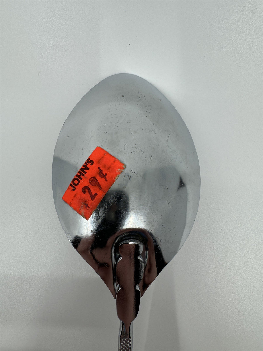Vintage Nevco Cooking Serving Spoon Forged Stainless Steel Japan Red Handle