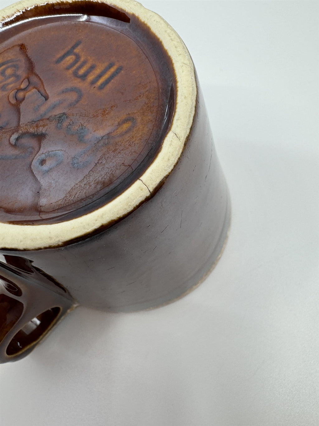 Set of 3 Hull USA Oven Proof Pottery Mug Widemouth Chocolate Drip Glaze Cups
