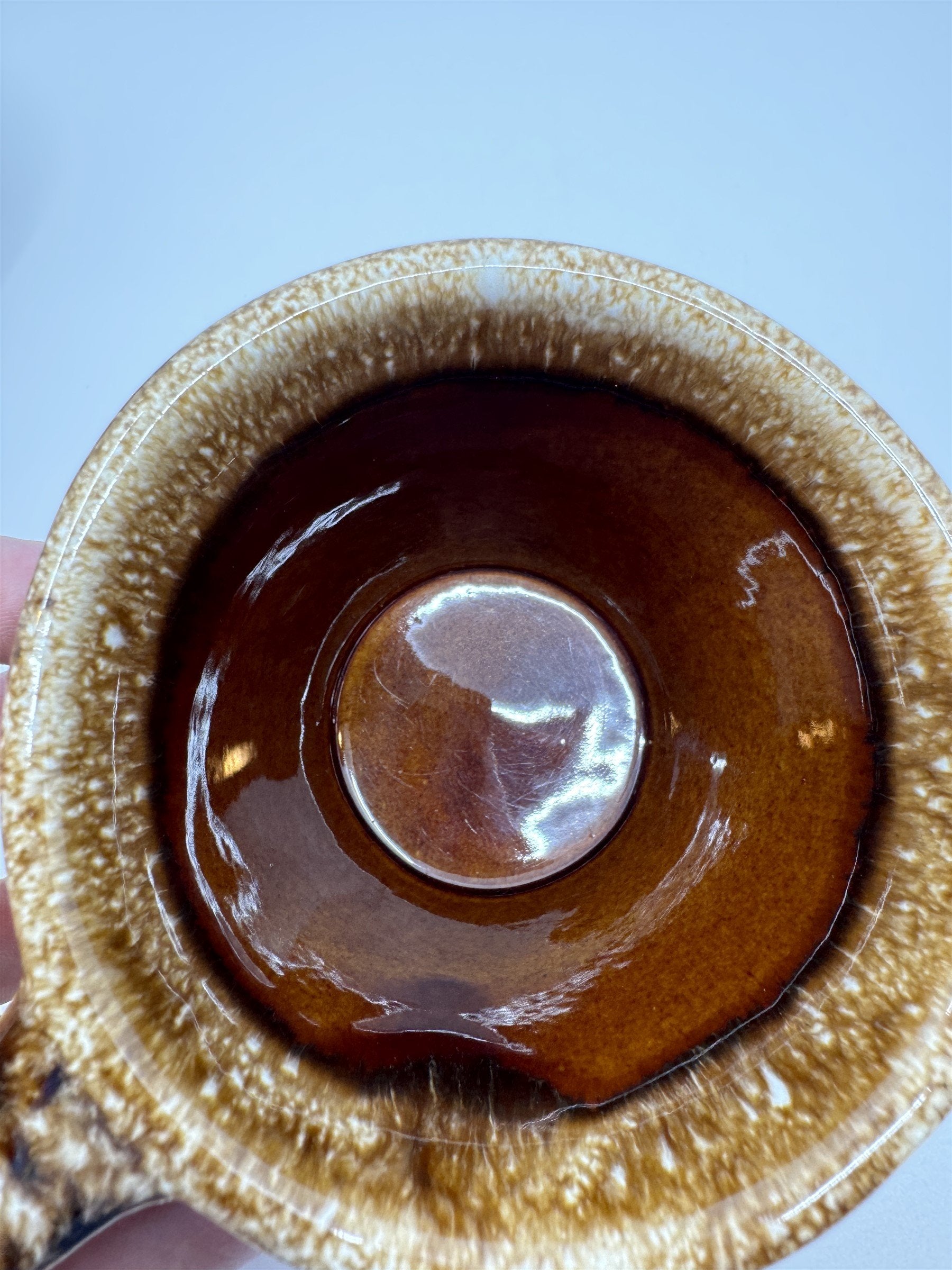 Set of 3 Hull USA Oven Proof Pottery Mug Widemouth Chocolate Drip Glaze Cups