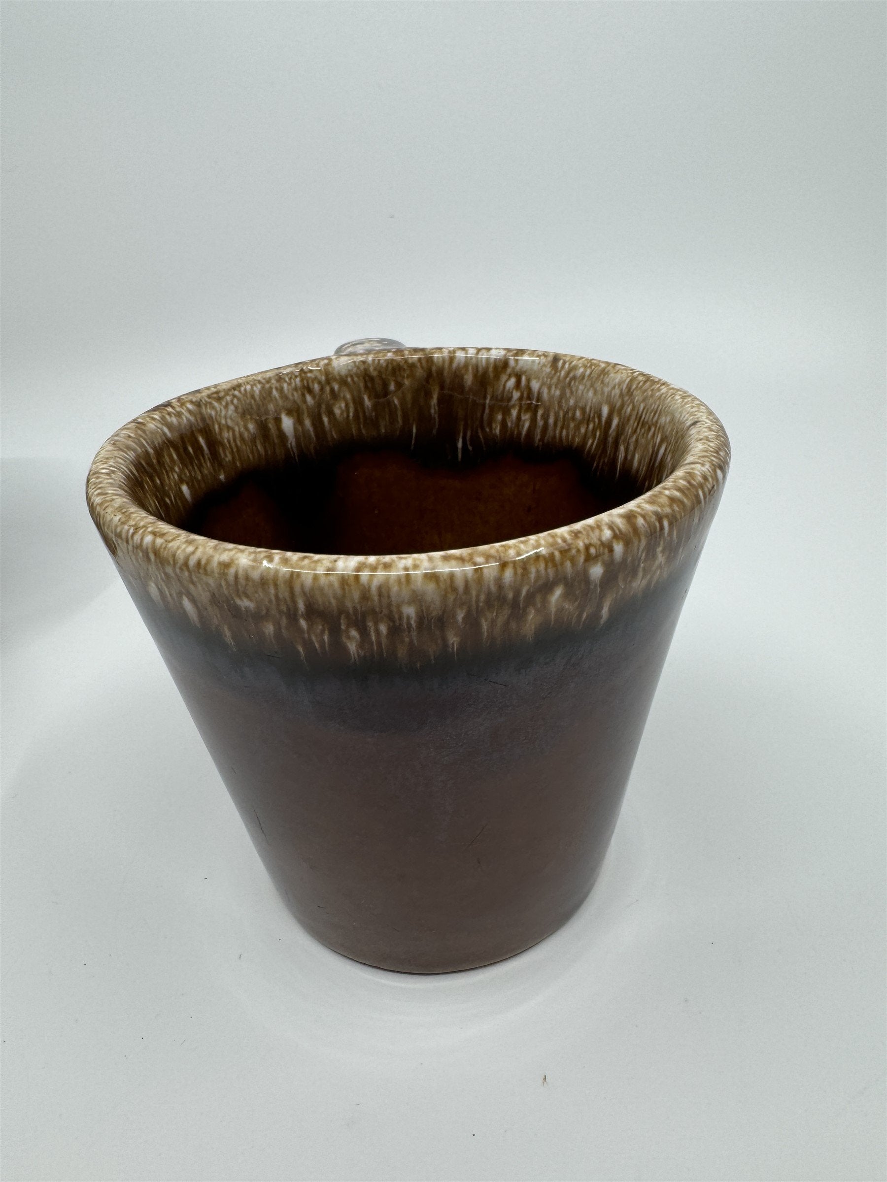 Set of 3 Hull USA Oven Proof Pottery Mug Widemouth Chocolate Drip Glaze Cups