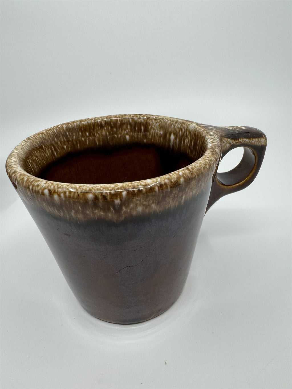 Set of 3 Hull USA Oven Proof Pottery Mug Widemouth Chocolate Drip Glaze Cups
