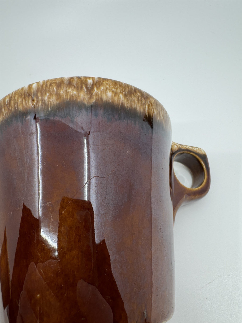 Set of 3 Hull USA Oven Proof Pottery Mug Widemouth Chocolate Drip Glaze Cups
