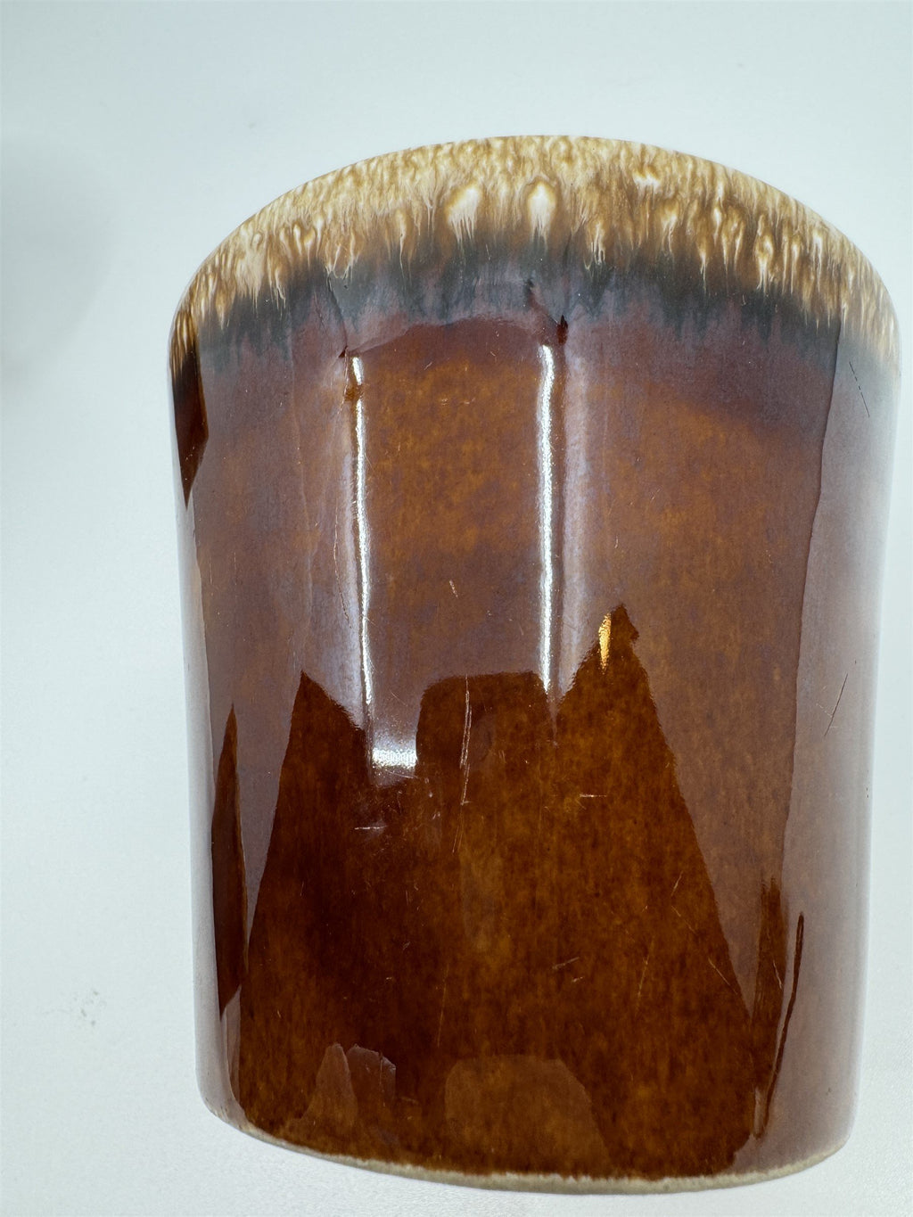 Set of 3 Hull USA Oven Proof Pottery Mug Widemouth Chocolate Drip Glaze Cups