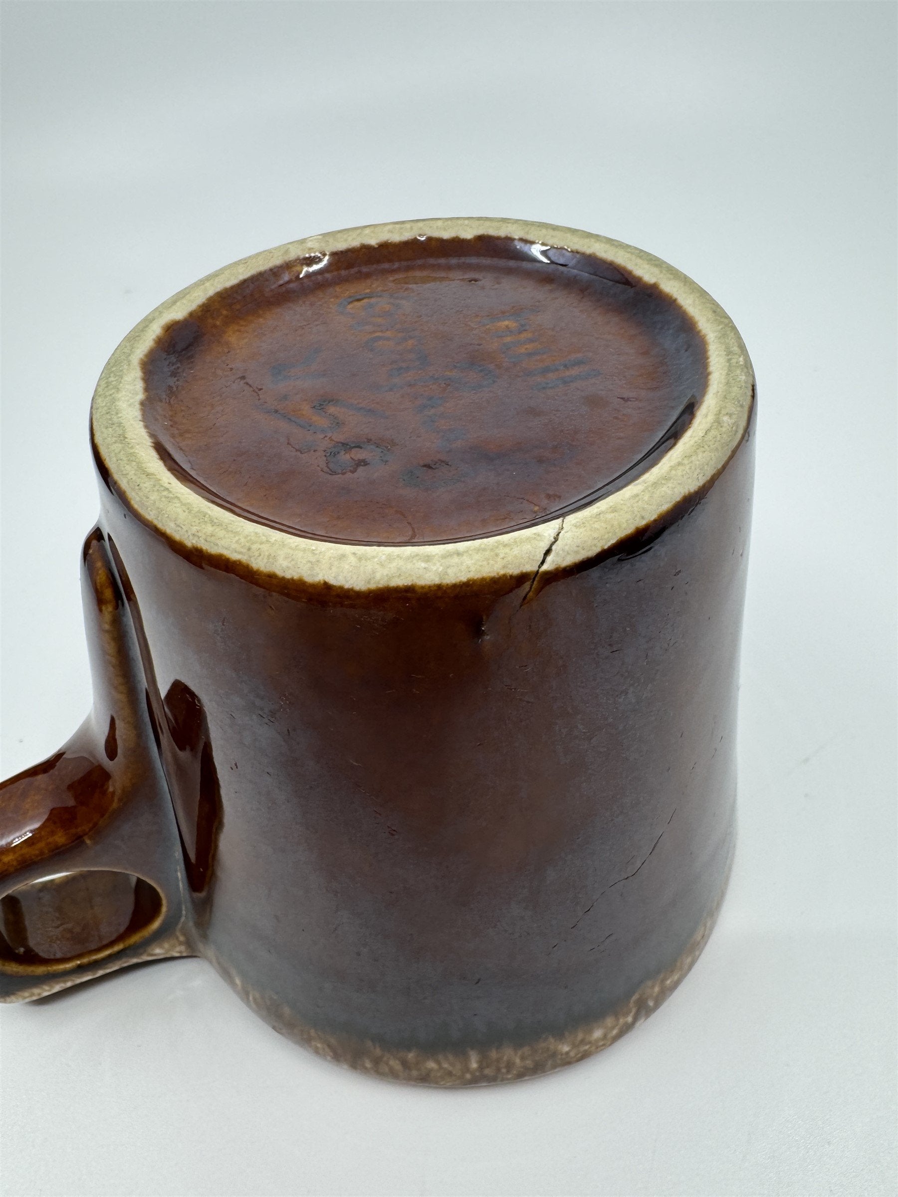 Set of 3 Hull USA Oven Proof Pottery Mug Widemouth Chocolate Drip Glaze Cups