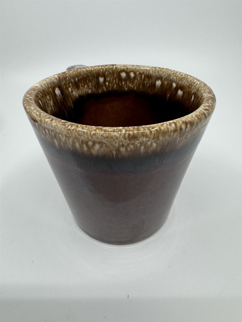 Set of 3 Hull USA Oven Proof Pottery Mug Widemouth Chocolate Drip Glaze Cups