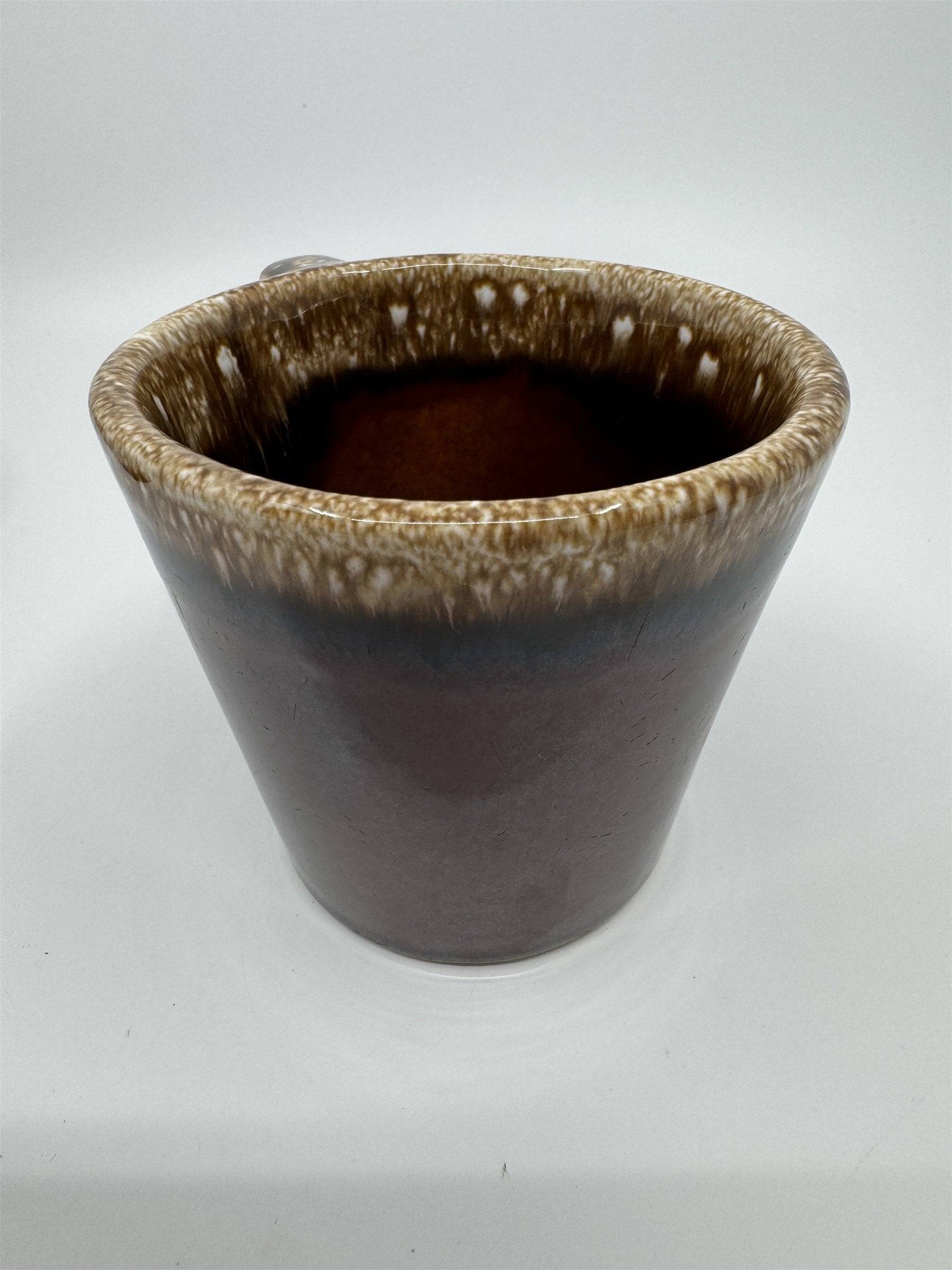Set of 3 Hull USA Oven Proof Pottery Mug Widemouth Chocolate Drip Glaze Cups