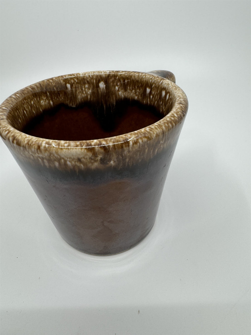 Set of 3 Hull USA Oven Proof Pottery Mug Widemouth Chocolate Drip Glaze Cups