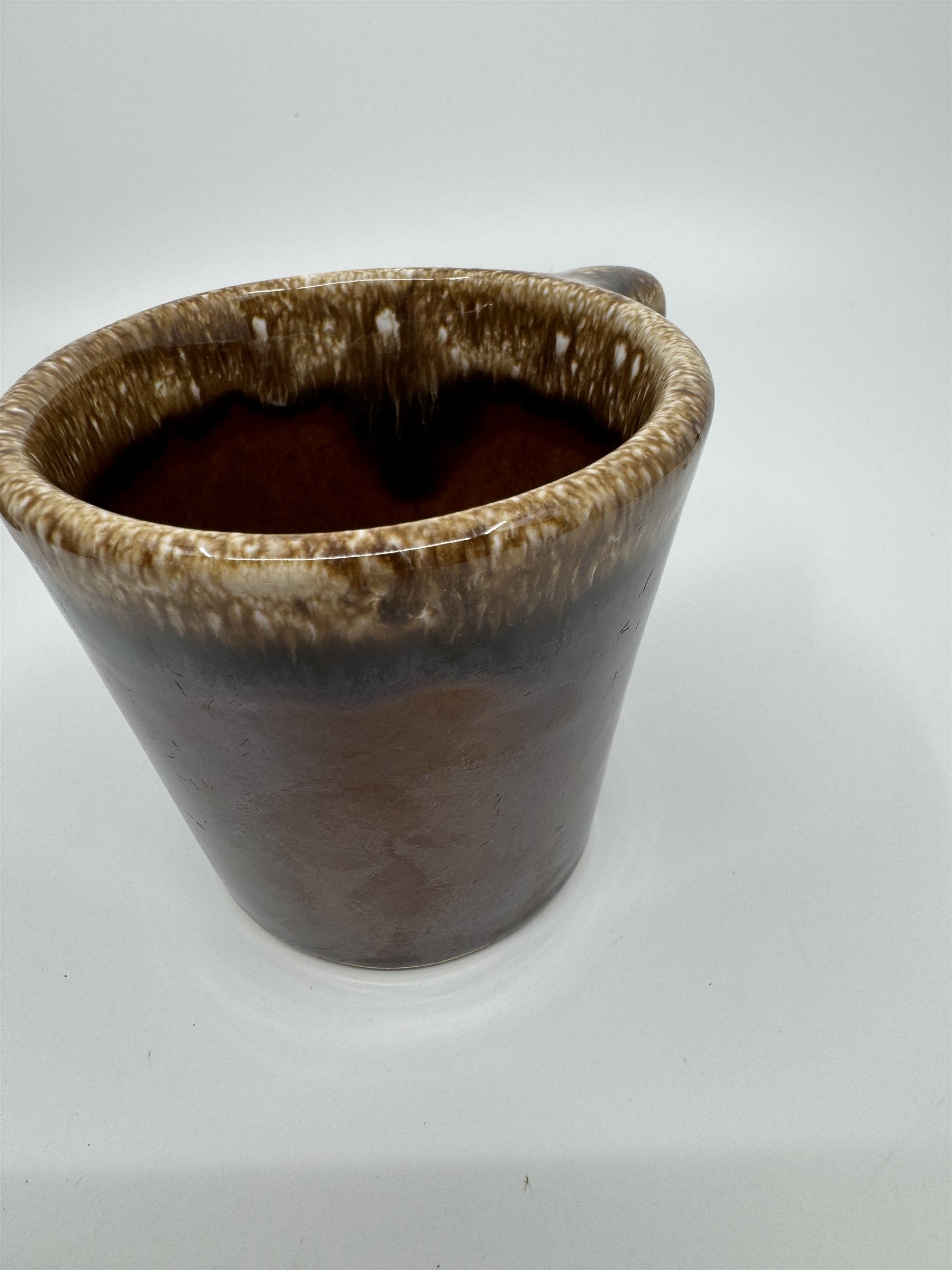 Set of 3 Hull USA Oven Proof Pottery Mug Widemouth Chocolate Drip Glaze Cups