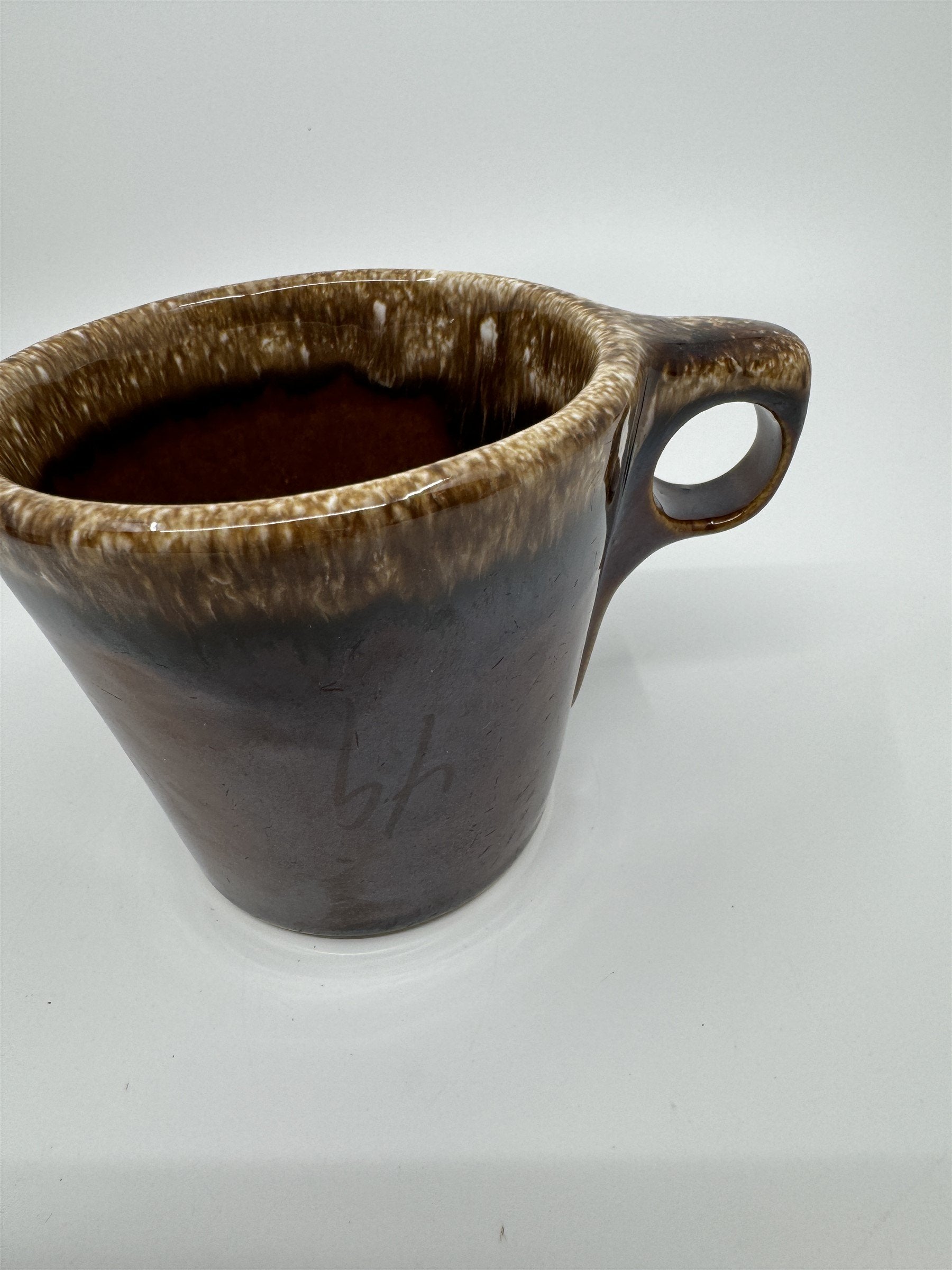 Set of 3 Hull USA Oven Proof Pottery Mug Widemouth Chocolate Drip Glaze Cups