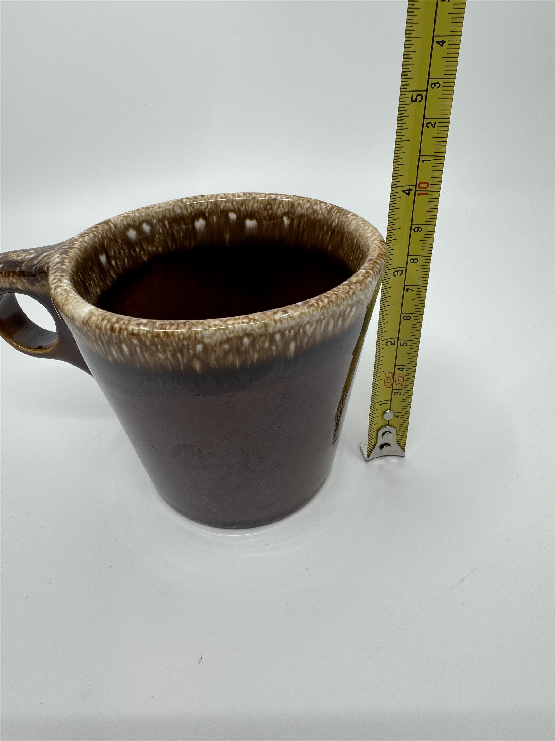 Set of 3 Hull USA Oven Proof Pottery Mug Widemouth Chocolate Drip Glaze Cups