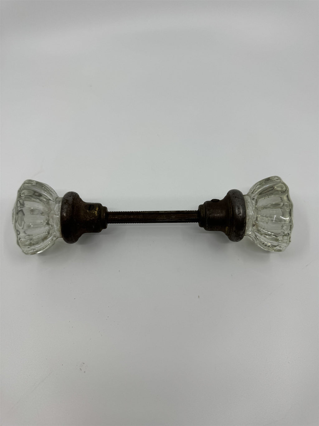 Vintage 12 Point Glass & Brass Door Knob Antique