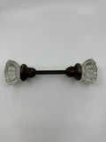 Vintage 12 Point Glass & Brass Door Knob Antique