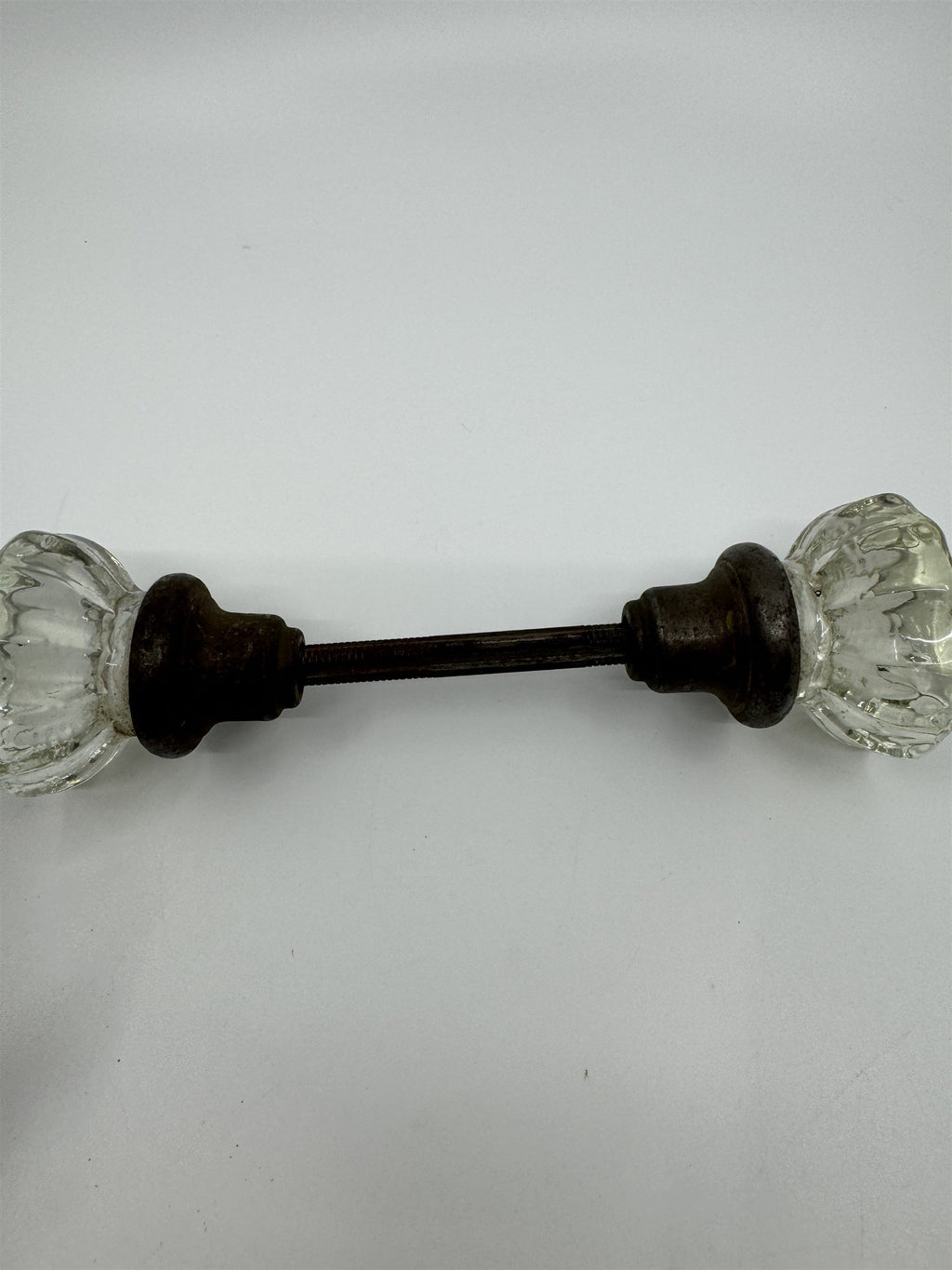 Vintage 12 Point Glass & Brass Door Knob Antique