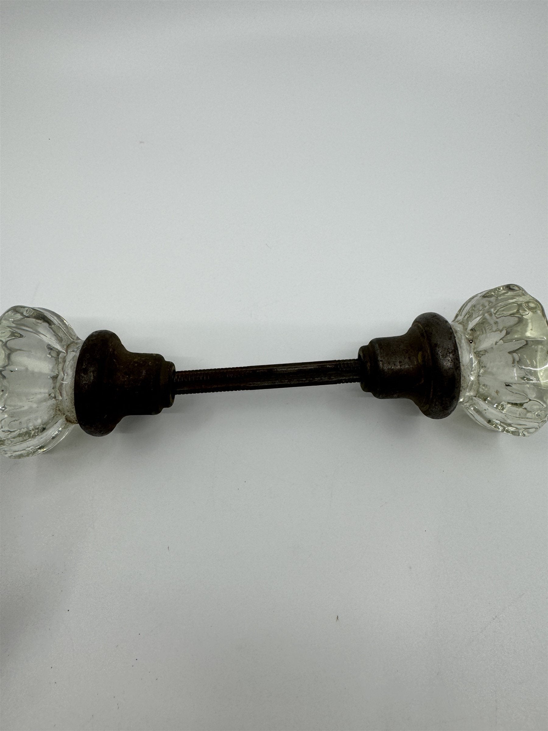 Vintage 12 Point Glass & Brass Door Knob Antique