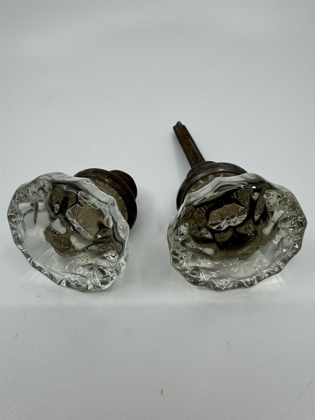Vintage 12 Point Glass & Brass Door Knob Antique