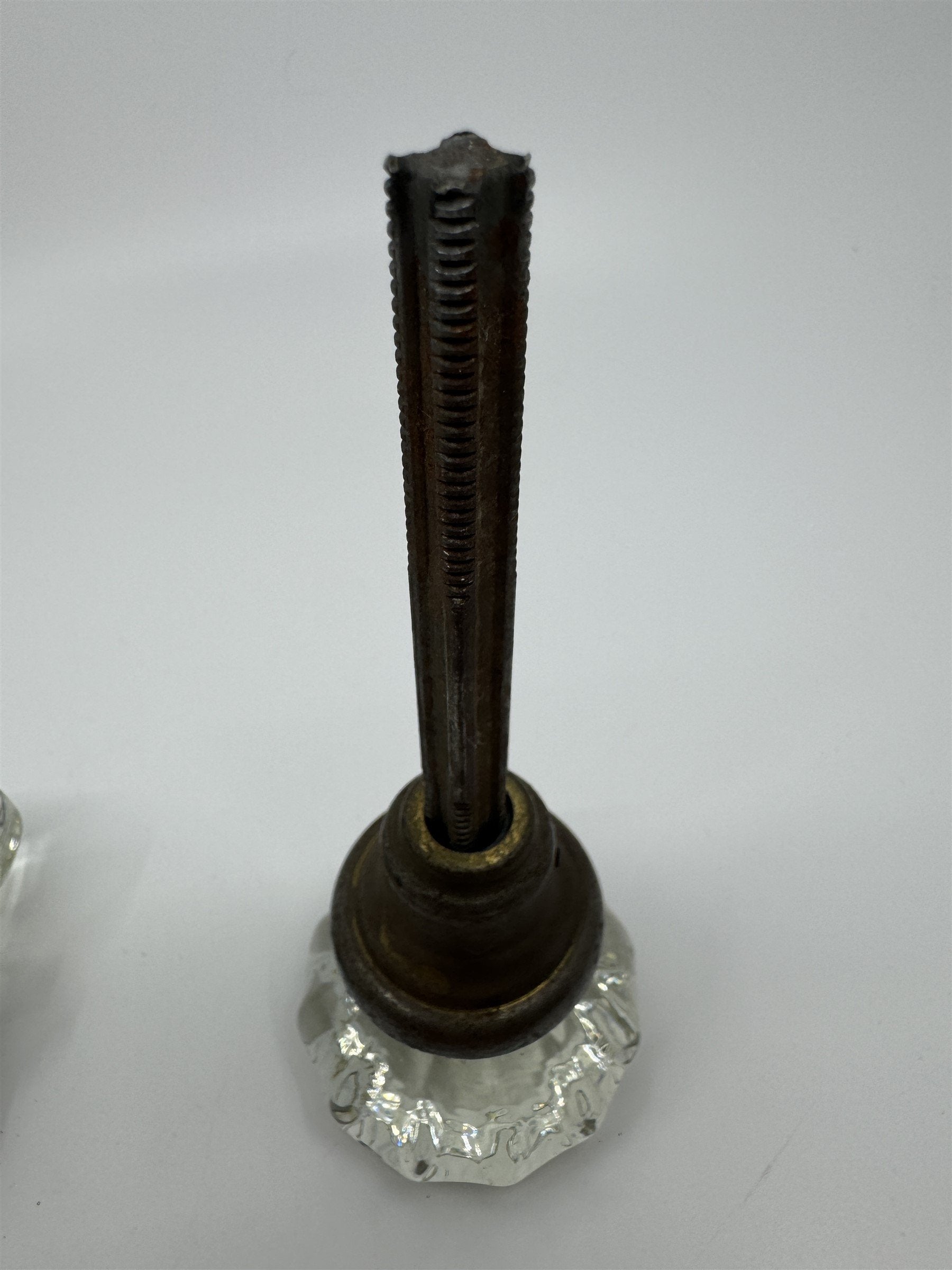 Vintage 12 Point Glass & Brass Door Knob Antique