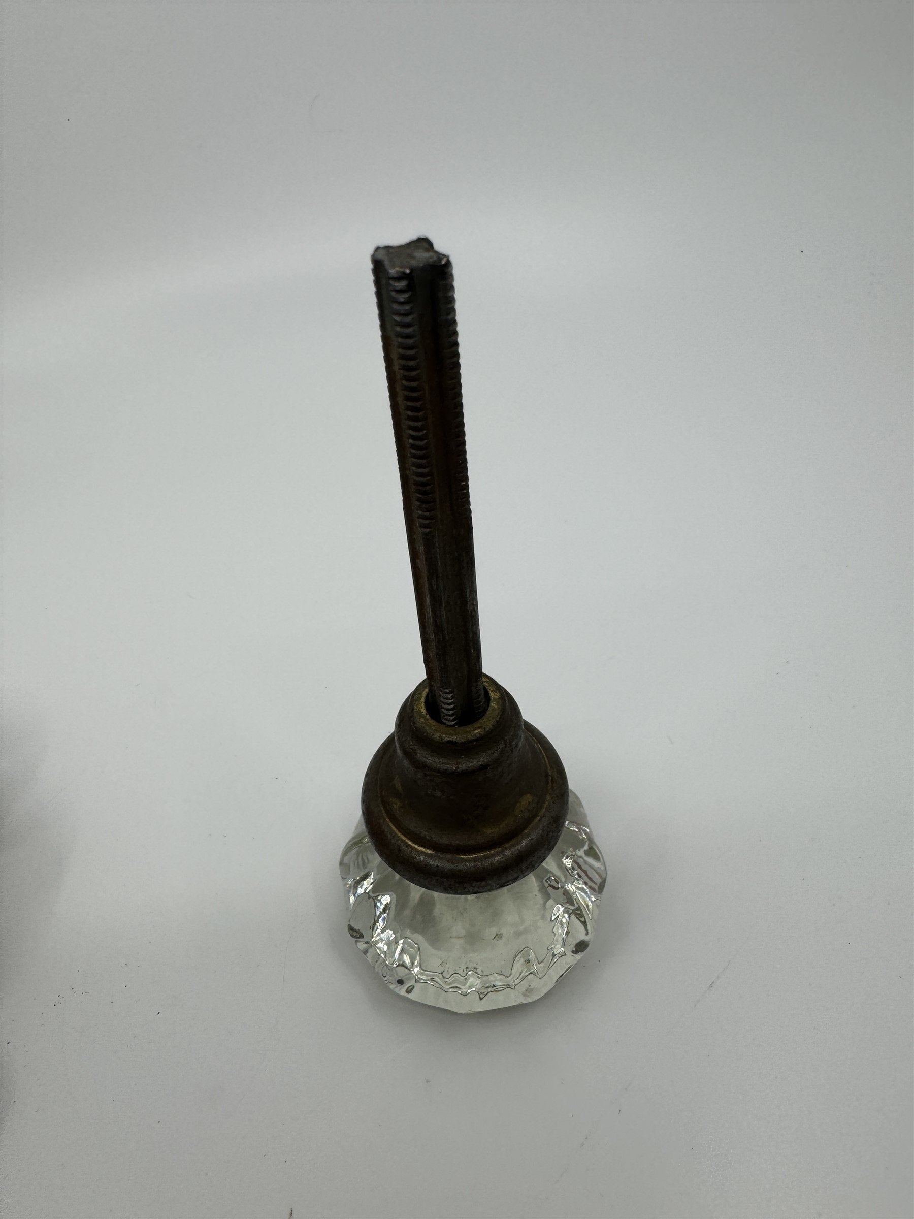 Vintage 12 Point Glass & Brass Door Knob Antique