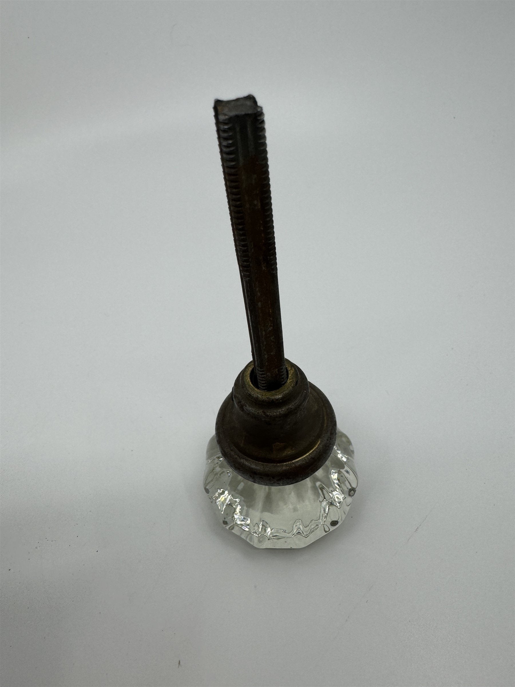 Vintage 12 Point Glass & Brass Door Knob Antique