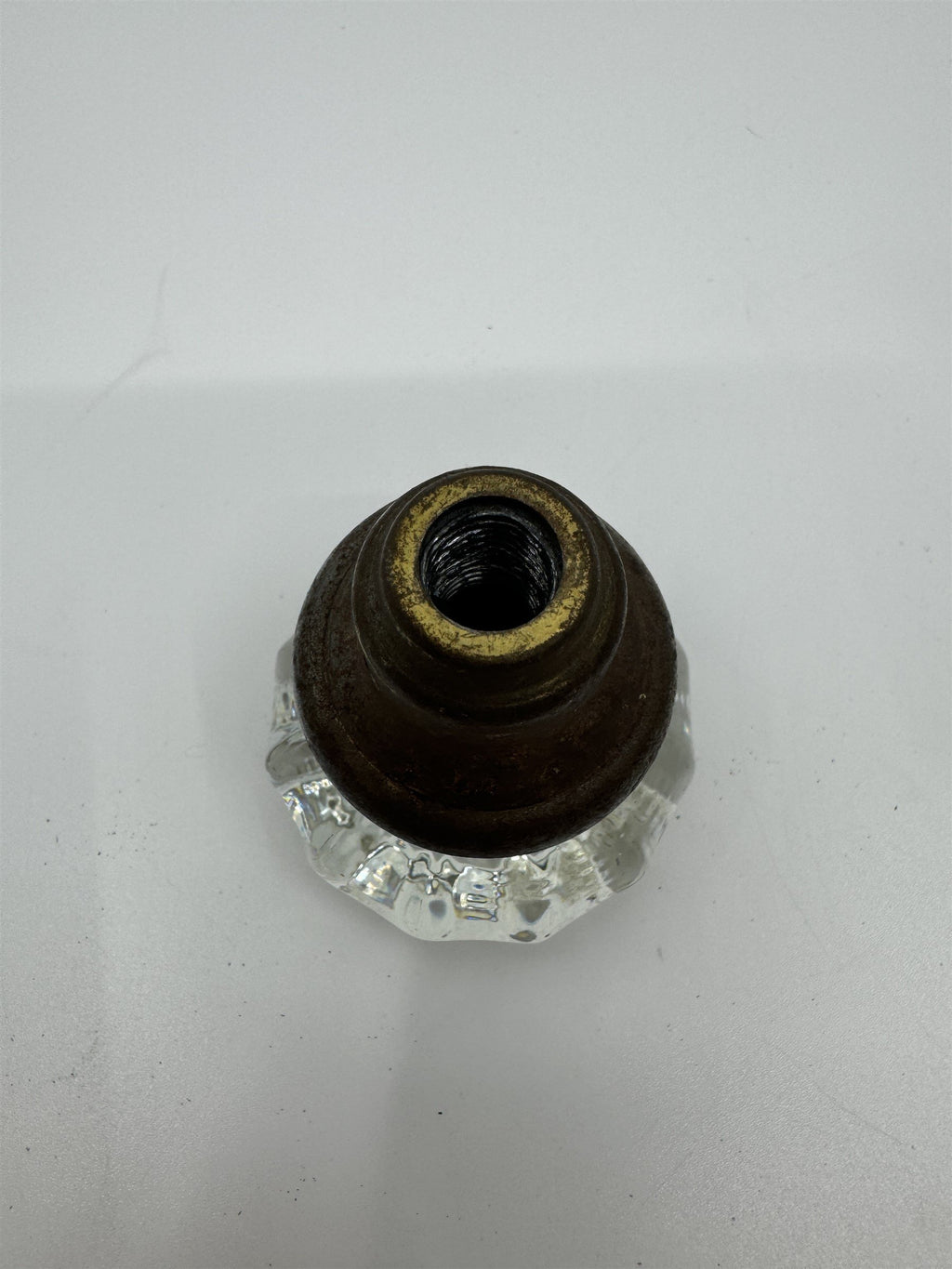 Vintage 12 Point Glass & Brass Door Knob Antique