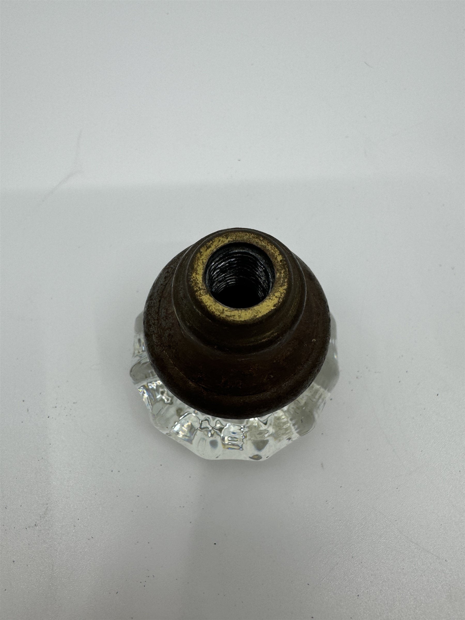 Vintage 12 Point Glass & Brass Door Knob Antique