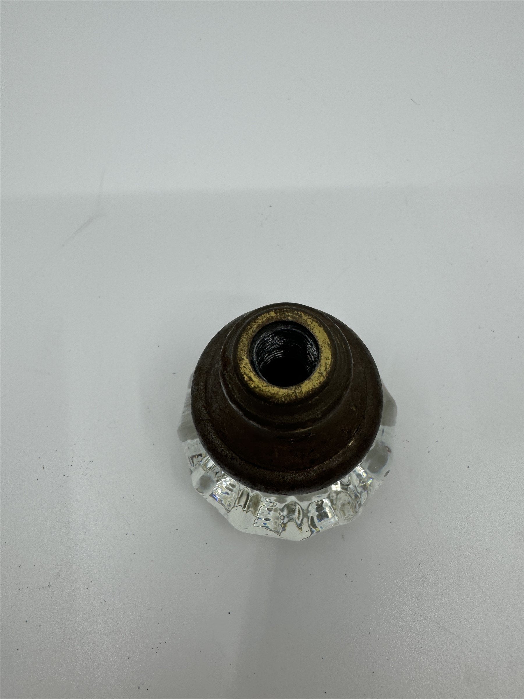 Vintage 12 Point Glass & Brass Door Knob Antique