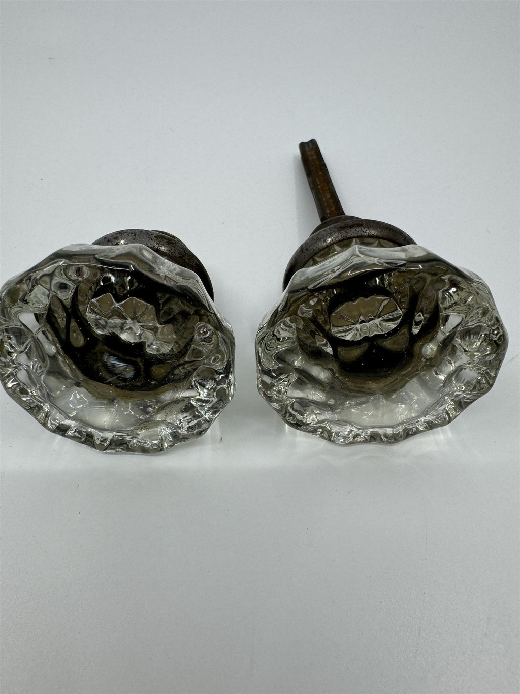 Vintage 12 Point Glass & Brass Door Knob Antique