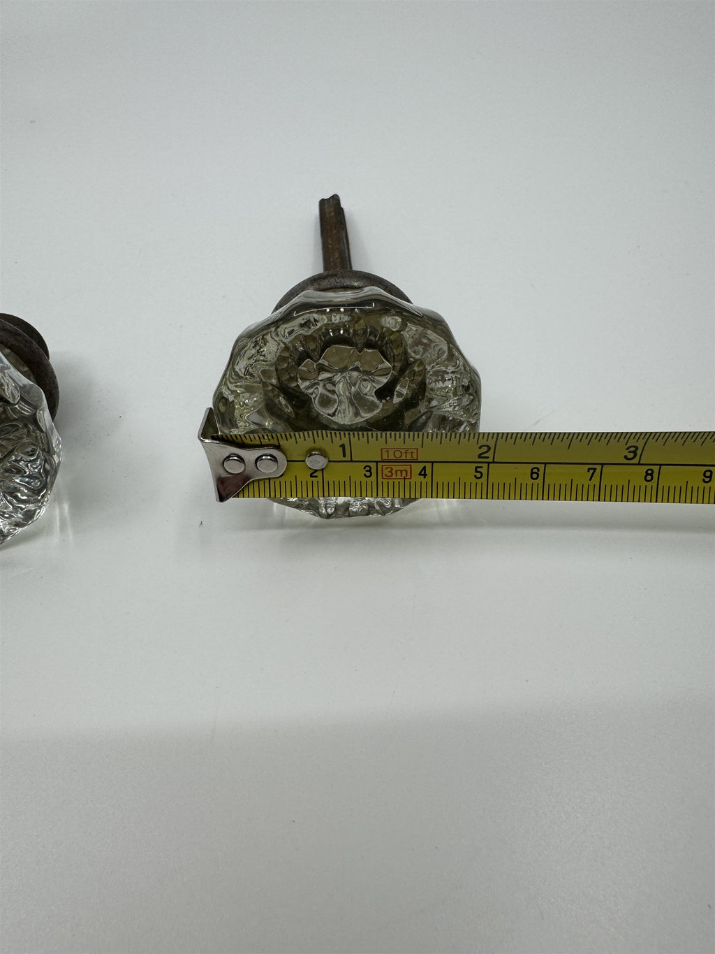 Vintage 12 Point Glass & Brass Door Knob Antique