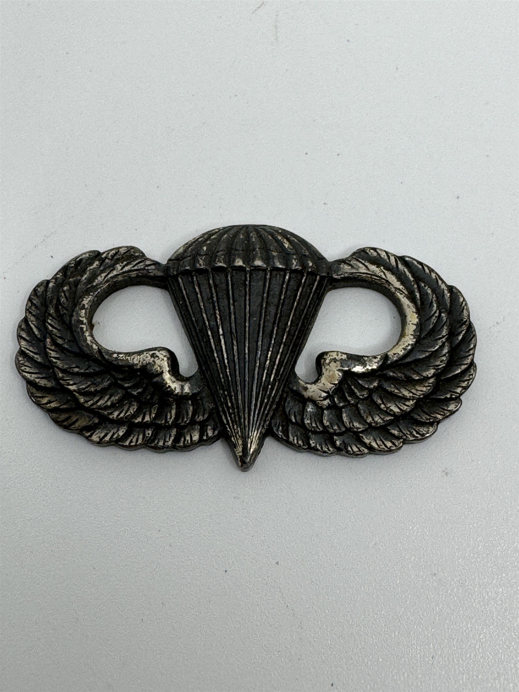 Vintage WWII Sterling Silver US Army Airborne Jump Parachute Pin/Badge 23C