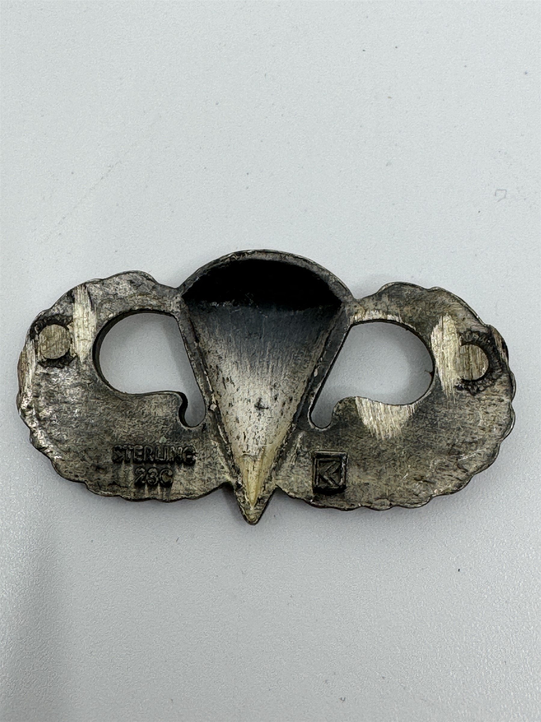 Vintage WWII Sterling Silver US Army Airborne Jump Parachute Pin/Badge 23C